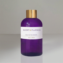 Load image into Gallery viewer, 4oz.purple bottle WALK-IN-THE-WOODS-home fragrance oil available at SCENTFLUENCE