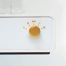 Load image into Gallery viewer, Home scent diffuser, white base, gold knob and dial, glass urn.