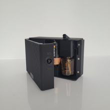 Load image into Gallery viewer, SMI 100 black diffuser open door view showing battery and oil bottle