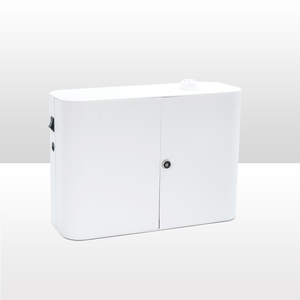 3500 sq ft cold-mist scent diffuser for large spaces can be HVAC installed or portable in white plastic. Available at ScentFluence